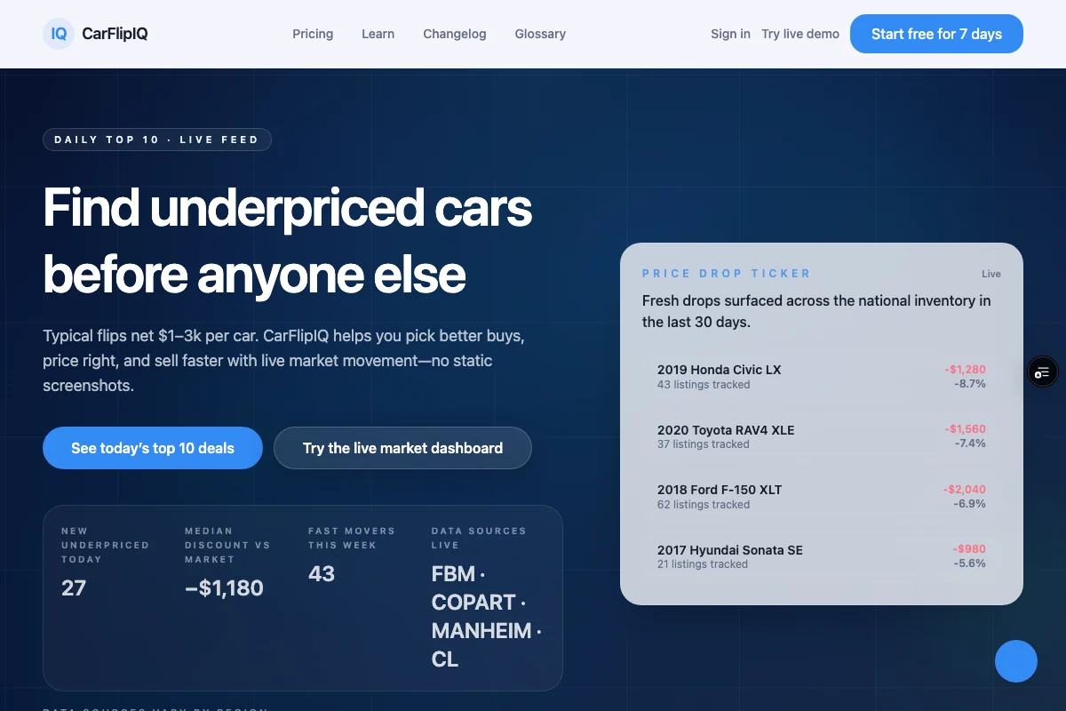 The previous CarFlipIQ site